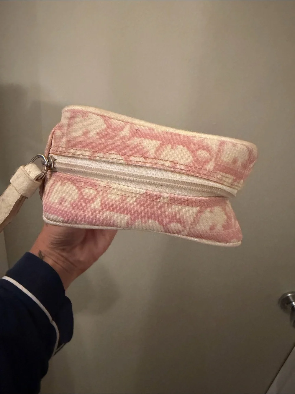 Vintage Dior Pink Patterned Wristlet Pouch
